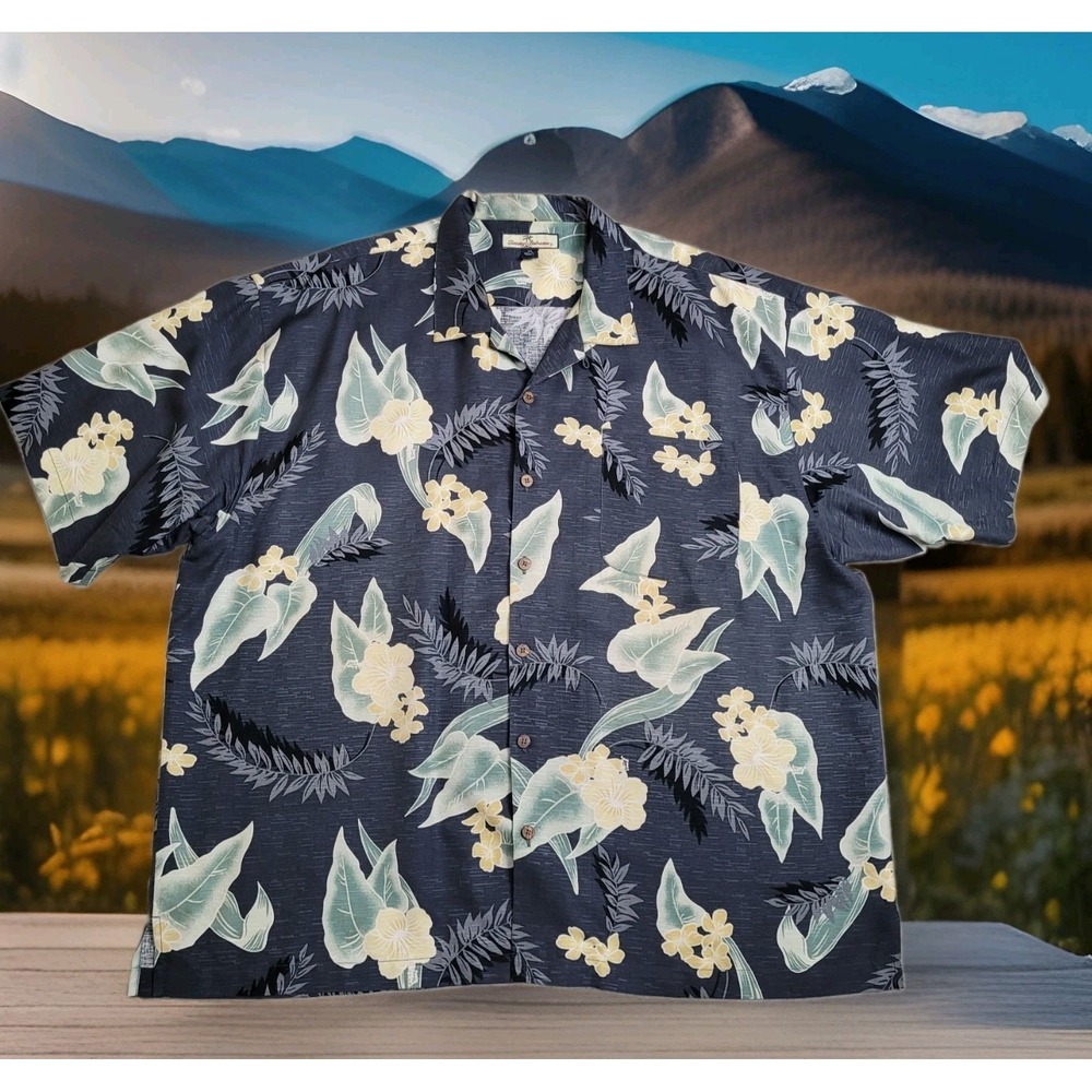 🌴Tommy Bahama Shirt Mens XXL 100% Silk Camp Floral Tropical Hawaiian Resortwear